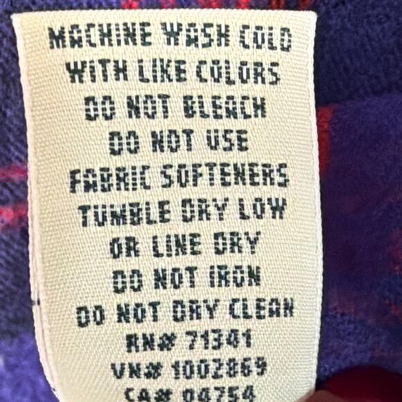 L.L. Bean Womens Flannel Shirt Relaxed Fit XL Purple blue Oversized Cabincore - Picture 10 of 10